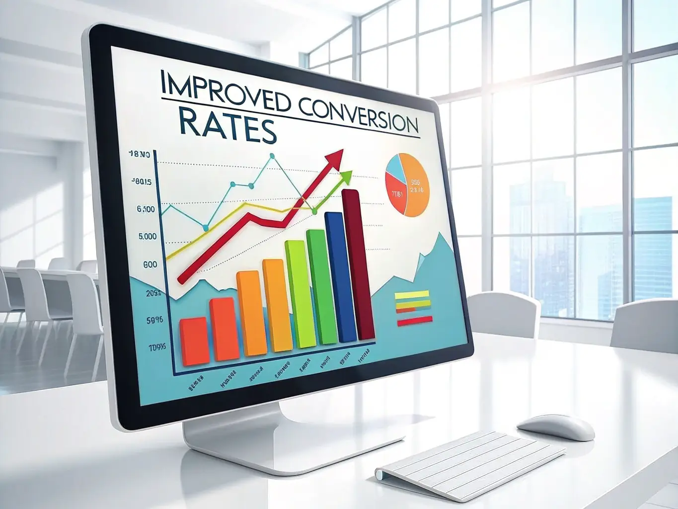 A graph illustrating the increase in conversion rates after implementing changes based on data-driven insights from analytics and heatmaps. The graph should visually represent the positive impact of data analysis on business outcomes.