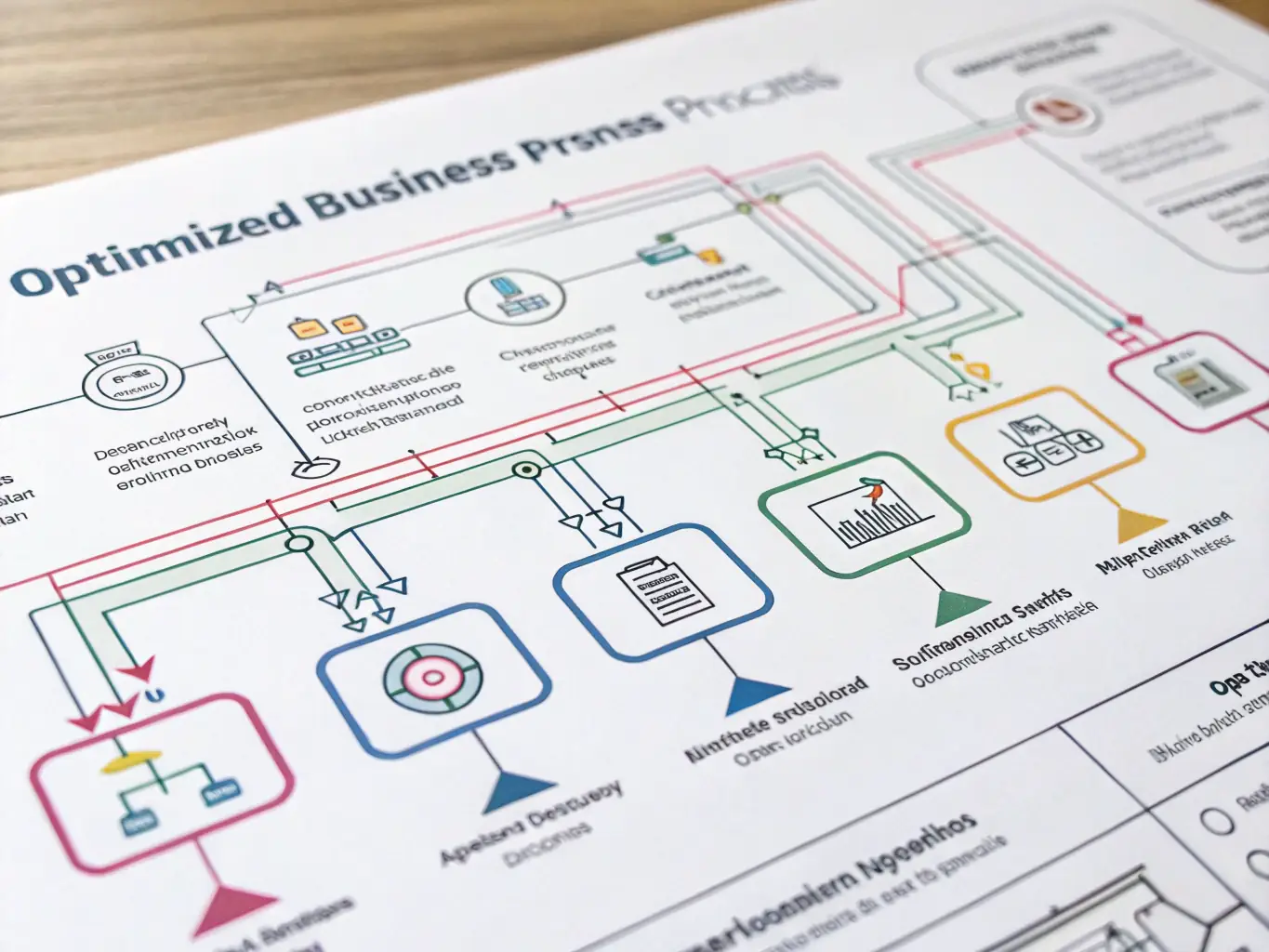 A clean and organized image of a business process flowchart, illustrating streamlined operations with Biz Builder Tools.