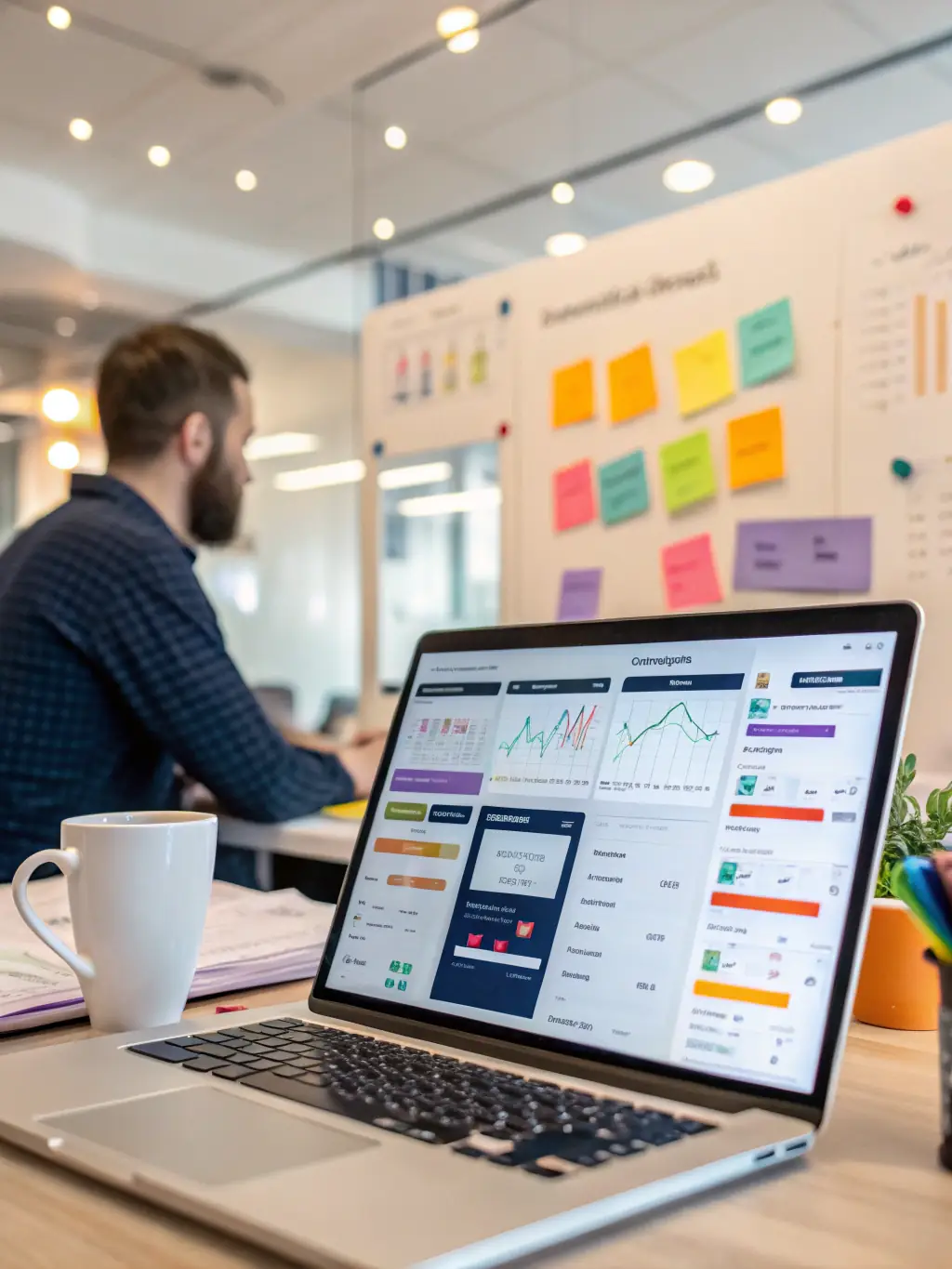 An image of an AI-driven marketing automation platform managing email campaigns and social media posts, showcasing its ability to personalize customer interactions.