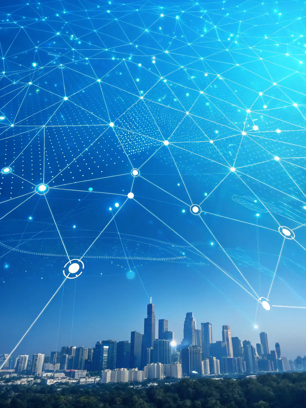 An abstract representation of interconnected nodes forming a network, symbolizing the comprehensive data analysis and insights provided by SEO and keyword tools.