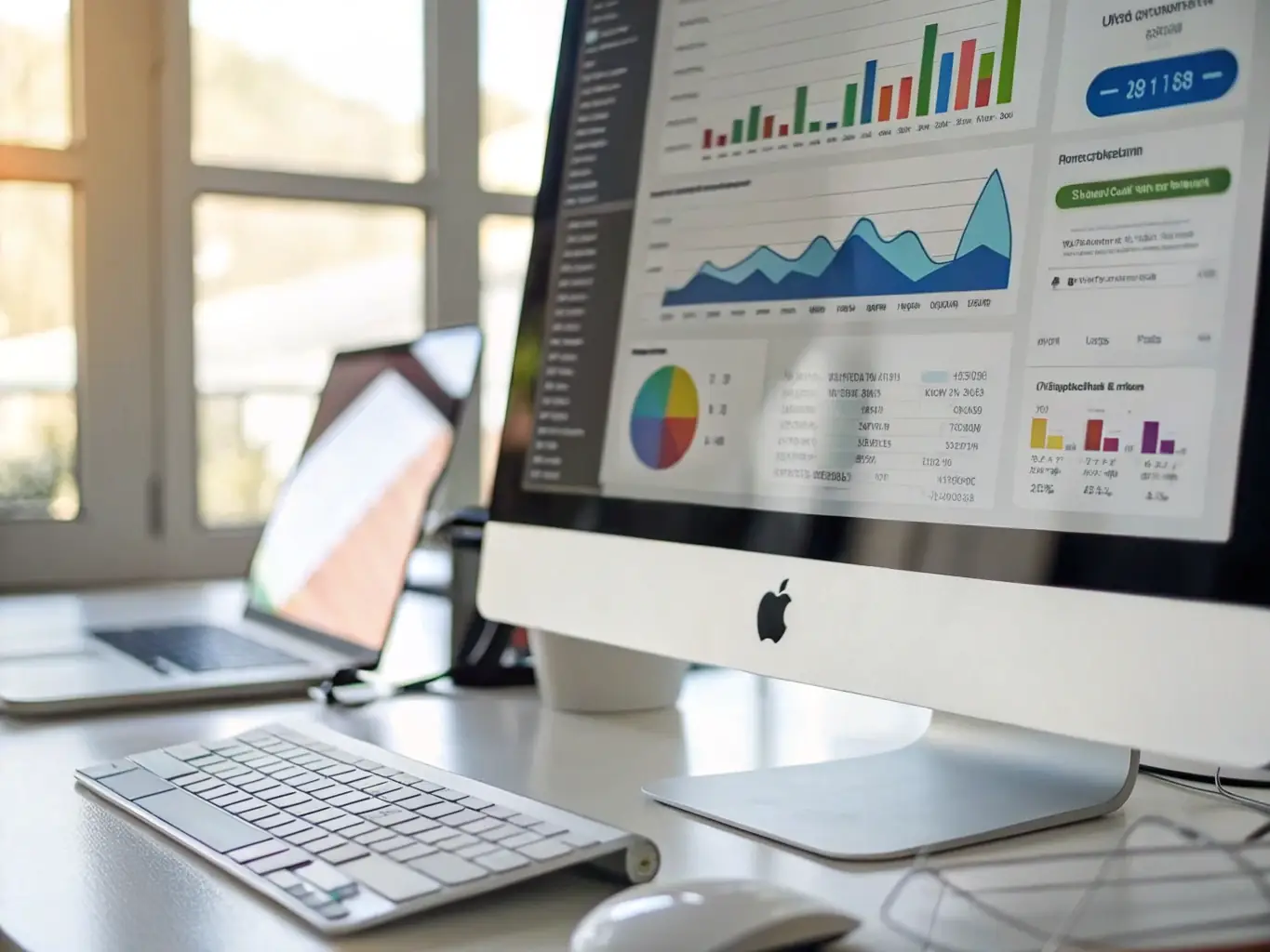 An engaging image of a marketing campaign dashboard displaying positive growth trends, symbolizing improved marketing strategies with Biz Builder Tools.