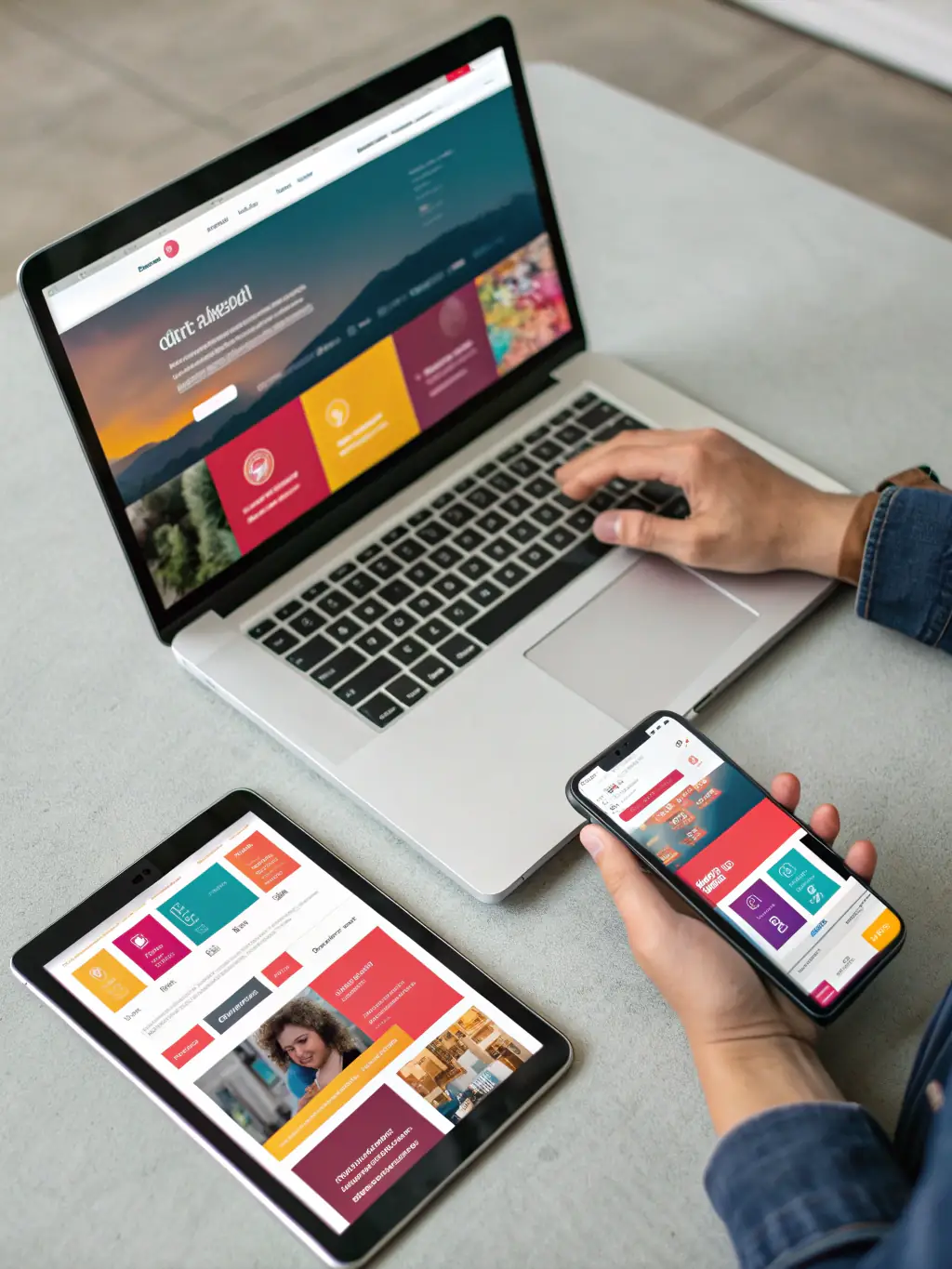 An image of a diverse group of people interacting with a website on various devices (desktop, tablet, smartphone), illustrating targeted traffic driven by effective keyword strategies.